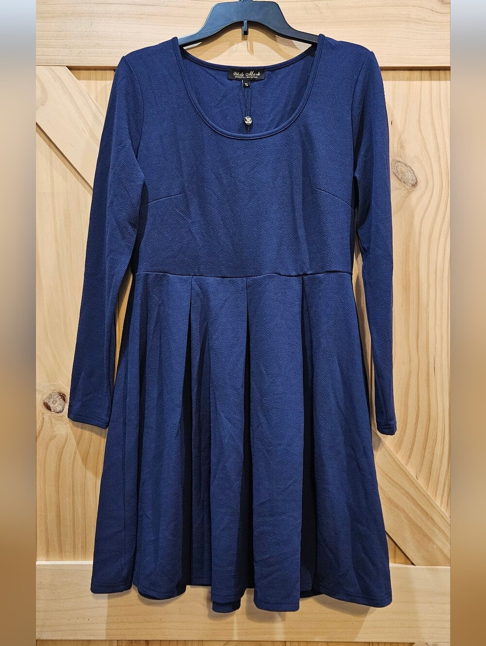 NWT | White Mark Navy Blue Long Sleeve Fit-and-Flare Dress | XL